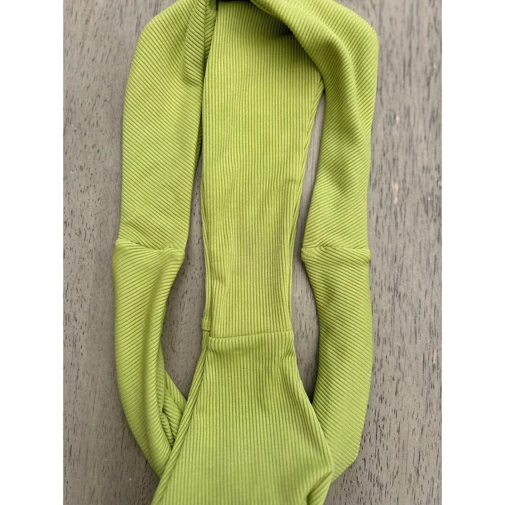 Zaful Lime Green Ribbed Underwire Bikini Set Y2K High Cut‎ Two Piece Swimsuit M